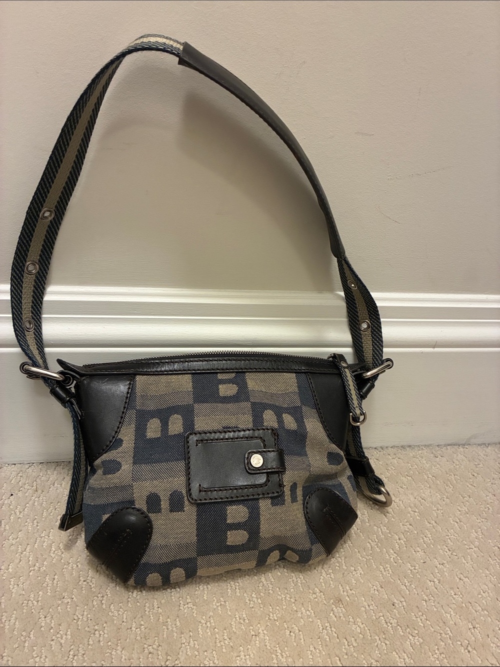 Bally Monogram Jacquard Canvas Shoulder Bag 👝